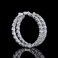 14K White Gold Medium Hoop Earrings with Prong Set Round Lab Diamonds - 10.05 Carat Total Weight - Covaloro Fine Jewelry