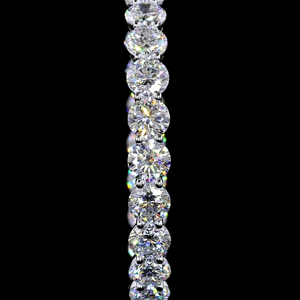 14K White Gold Medium Hoop Earrings with Prong Set Round Lab Diamonds - 10.05 Carat Total Weight - Covaloro Fine Jewelry
