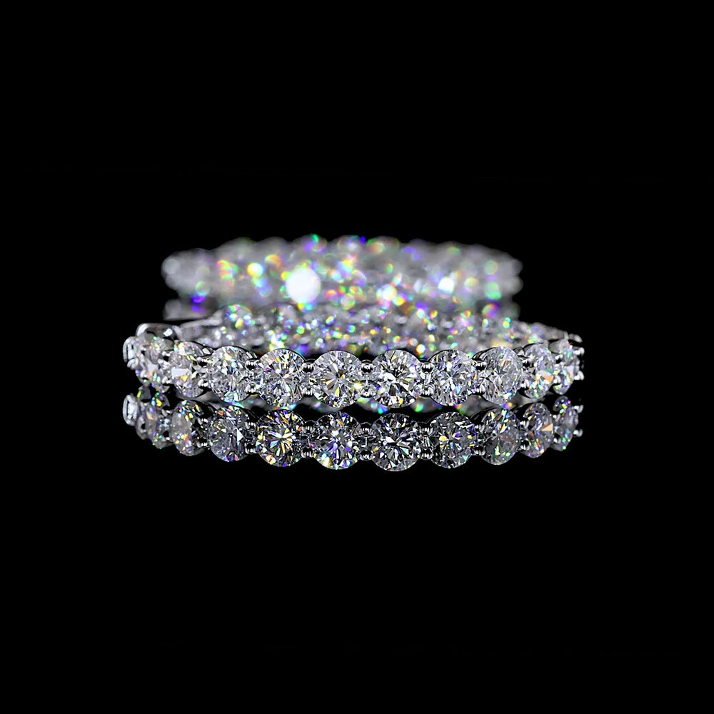 14K White Gold Medium Hoop Earrings with Prong Set Round Lab Diamonds - 10.05 Carat Total Weight - Covaloro Fine Jewelry