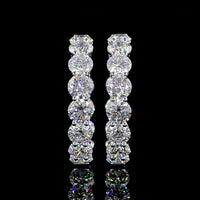 14K White Gold Medium Hoop Earrings with Prong Set Round Lab Diamonds - 12.35 Carat Total Diamond Weight - Covaloro Fine Jewelry