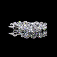 14K White Gold Medium Hoop Earrings with Prong Set Round Lab Diamonds - 12.35 Carat Total Diamond Weight - Covaloro Fine Jewelry
