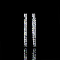 14K White Gold Medium Hoop Earrings with Prong Set Round Lab Diamonds - 2.02 Carat Total Diamond Weight - Covaloro Fine Jewelry