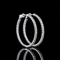 14K White Gold Medium Hoop Earrings with Prong Set Round Lab Diamonds - 2.02 Carat Total Diamond Weight - Covaloro Fine Jewelry