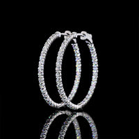 14K White Gold Medium Hoop Earrings with Prong Set Round Lab Diamonds - 2.02 Carat Total Diamond Weight - Covaloro Fine Jewelry