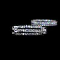 14K White Gold Medium Hoop Earrings with Prong Set Round Lab Diamonds - 2.15 Carats Total Diamond Weight - Covaloro Fine Jewelry