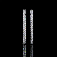 14K White Gold Medium Hoop Earrings with Prong Set Round Lab Diamonds - 2.88 Carats Total Diamond Weight - Covaloro Fine Jewelry