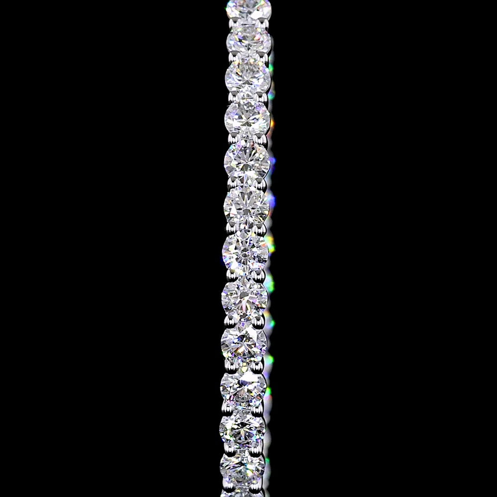 14K White Gold Medium Hoop Earrings with Prong Set Round Lab Diamonds - 2.88 Carats Total Diamond Weight - Covaloro Fine Jewelry