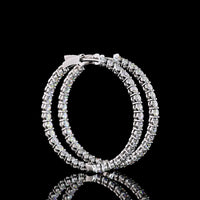 14K White Gold Medium Hoop Earrings with Prong Set Round Lab Diamonds - 3.87 Carats Total Diamond Weight - Covaloro Fine Jewelry