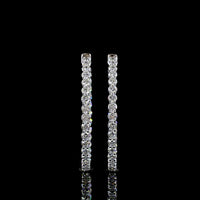 14K White Gold Medium Hoop Earrings with Prong Set Round Lab Diamonds - 3.87 Carats Total Diamond Weight - Covaloro Fine Jewelry