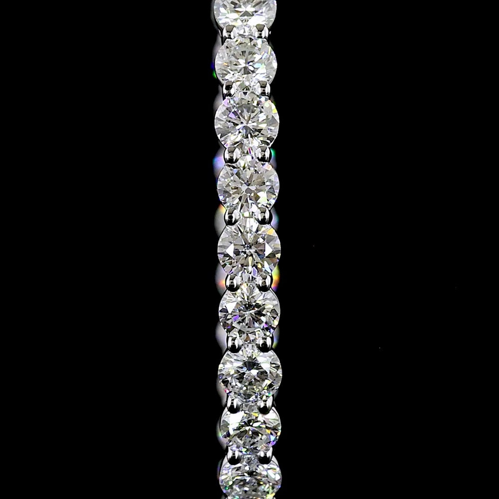 14K White Gold Medium Hoop Earrings with Prong Set Round Lab Diamonds - 3.87 Carats Total Diamond Weight - Covaloro Fine Jewelry