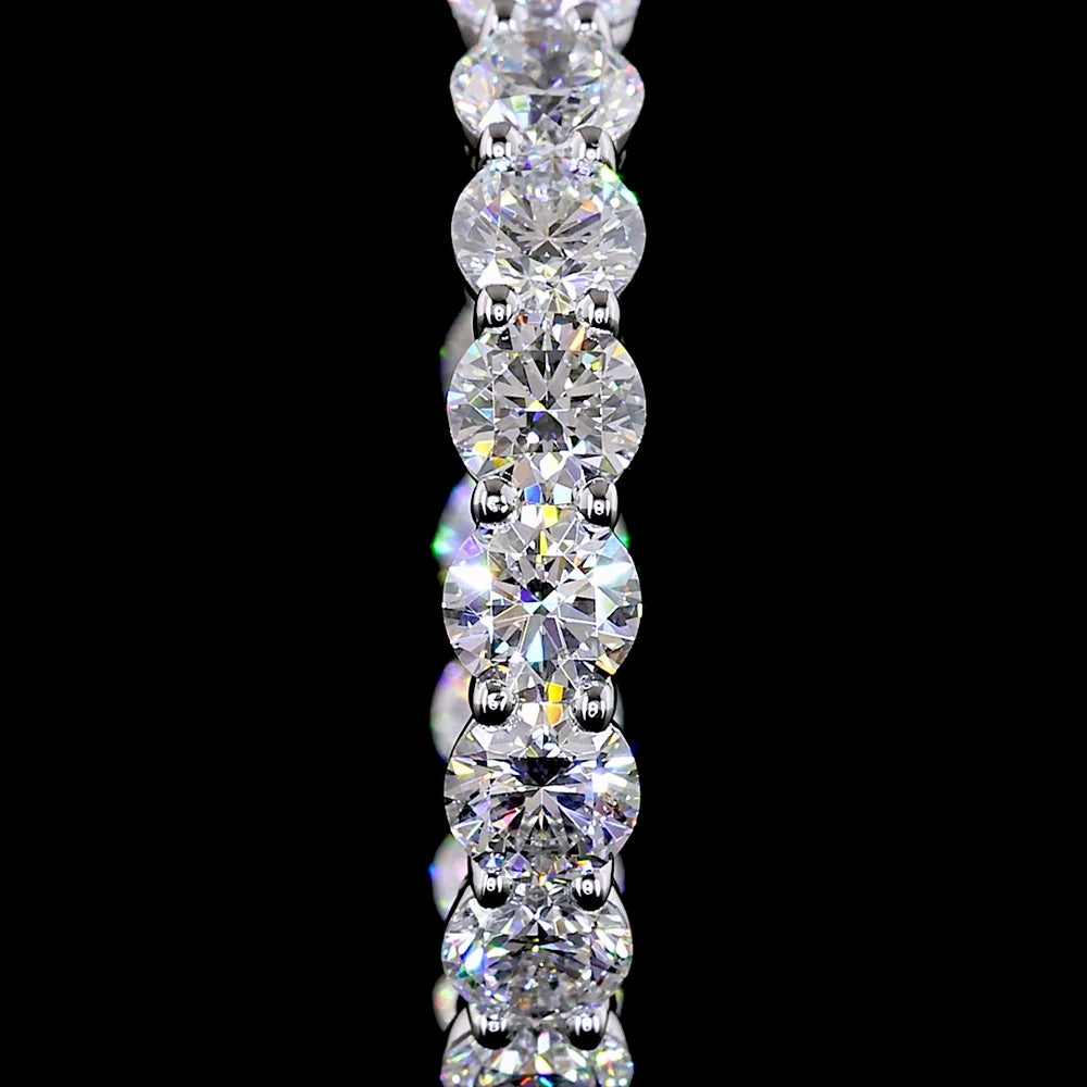 14K White Gold Medium Hoop Earrings with Prong Set Round Lab Diamonds - 5.20 Carat Total Diamond Weight - Covaloro Fine Jewelry