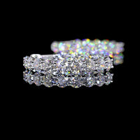 14K White Gold Medium Hoop Earrings with Prong Set Round Lab Diamonds - 5.20 Carat Total Diamond Weight - Covaloro Fine Jewelry