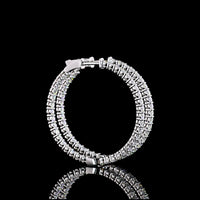 14K White Gold Medium Hoop Earrings with Round Brilliant Cut Lab Diamonds - 2.91 Carats Total Diamond Weight - Covaloro Fine Jewelry