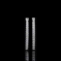 14K White Gold Medium Hoop Earrings with Round Brilliant Cut Lab Diamonds - 2.91 Carats Total Diamond Weight - Covaloro Fine Jewelry