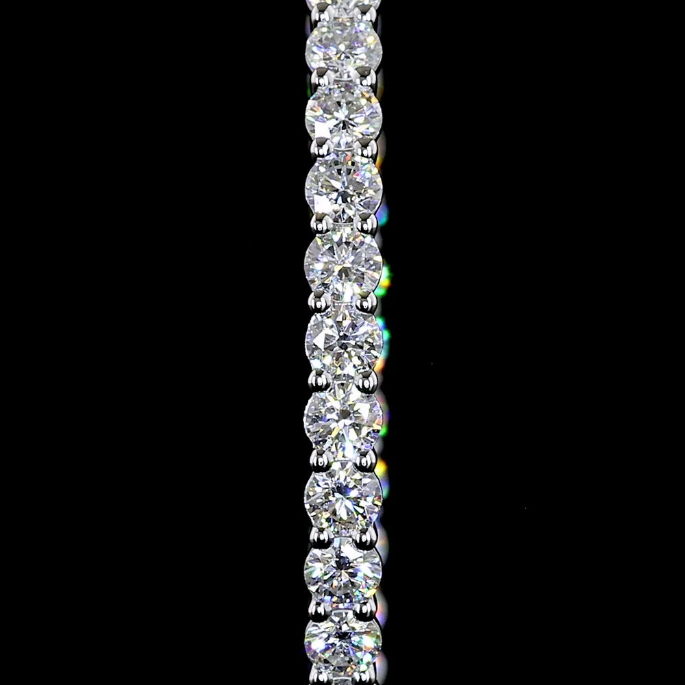 14K White Gold Medium Hoop Earrings with Round Brilliant Cut Lab Diamonds - 2.91 Carats Total Diamond Weight - Covaloro Fine Jewelry