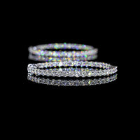 14K White Gold Medium Hoop Earrings with Round Brilliant Cut Lab Diamonds - 2.91 Carats Total Diamond Weight - Covaloro Fine Jewelry