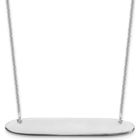 14K White Gold Medium Oblong Bar Necklace with Polished Finish and Rhodium Plating - 18" Cable Chain by Oro Pregiato
