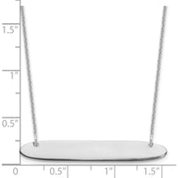 14K White Gold Medium Oblong Bar Necklace with Polished Finish and Rhodium Plating - 18" Cable Chain by Oro Pregiato