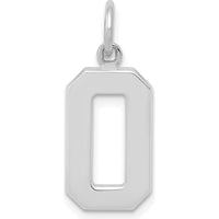 14K White Gold Medium Polished Number 0 Charm Pendant - Contemporary Design by Oro Pregiato