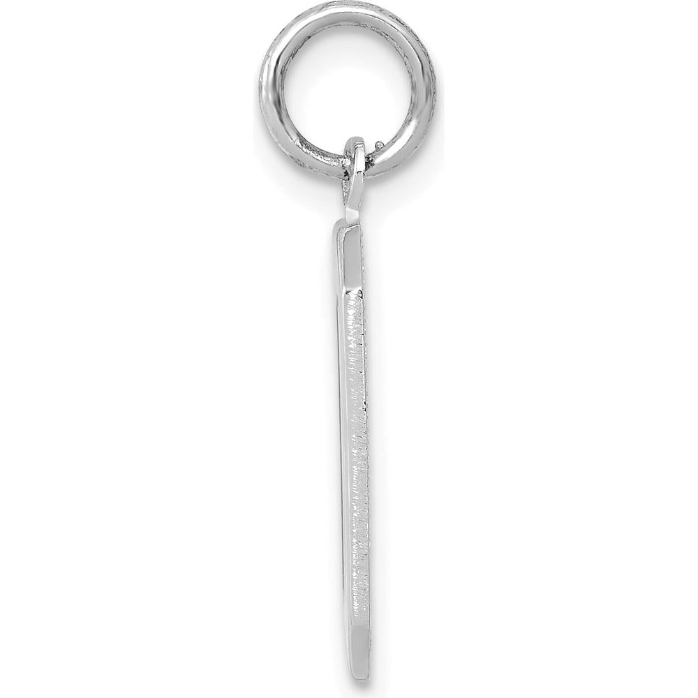 14K White Gold Medium Polished Number 0 Charm Pendant - Contemporary Design by Oro Pregiato