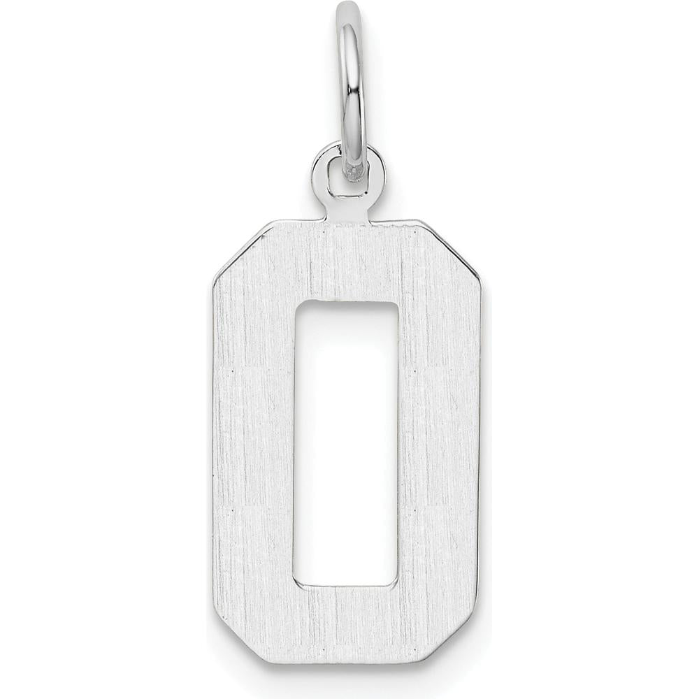 14K White Gold Medium Polished Number 0 Charm Pendant - Contemporary Design by Oro Pregiato