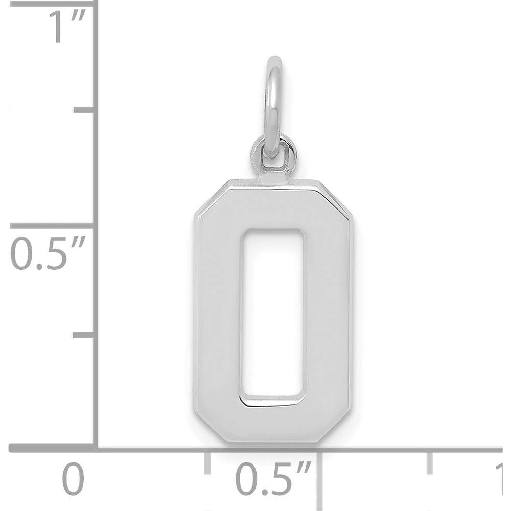 14K White Gold Medium Polished Number 0 Charm Pendant - Contemporary Design by Oro Pregiato