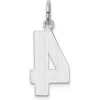 14K White Gold Medium Polished Number 4 Charm with Rhodium Plating by Oro Pregiato