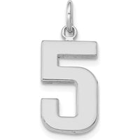 14K White Gold Medium Polished Number 5 Charm - Rhodium Plated by Oro Pregiato
