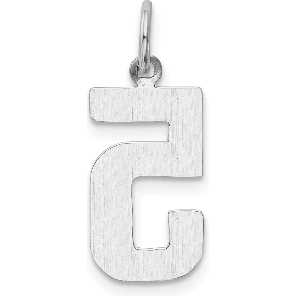 14K White Gold Medium Polished Number 5 Charm - Rhodium Plated by Oro Pregiato