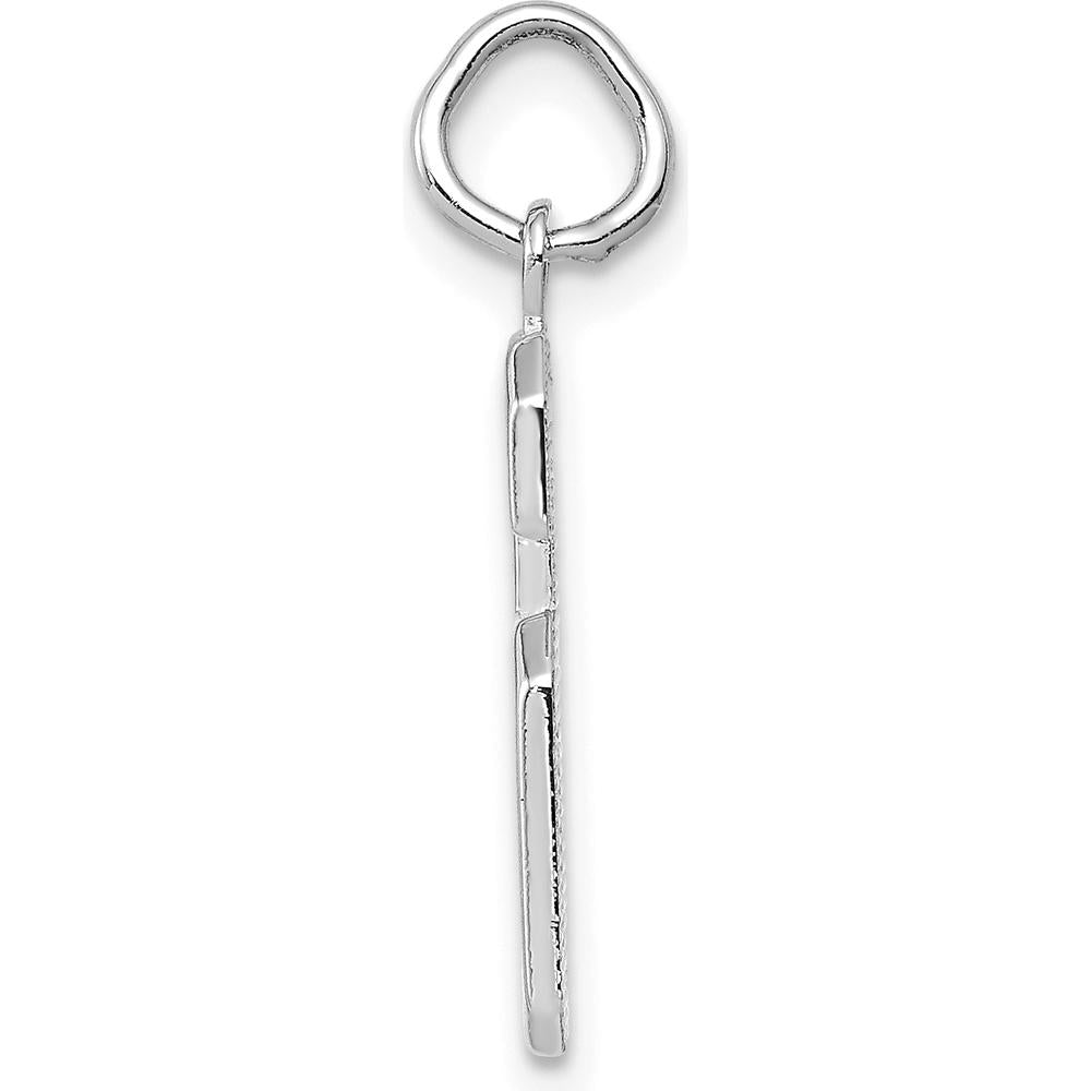 14K White Gold Medium Polished Number 6 Charm Pendant with Rhodium Plating by Oro Pregiato