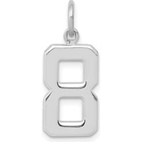 14K White Gold Medium Polished Number 8 Charm with Rhodium Plating by Oro Pregiato
