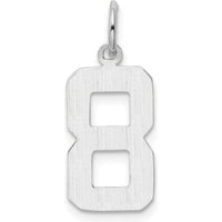 14K White Gold Medium Polished Number 8 Charm with Rhodium Plating by Oro Pregiato