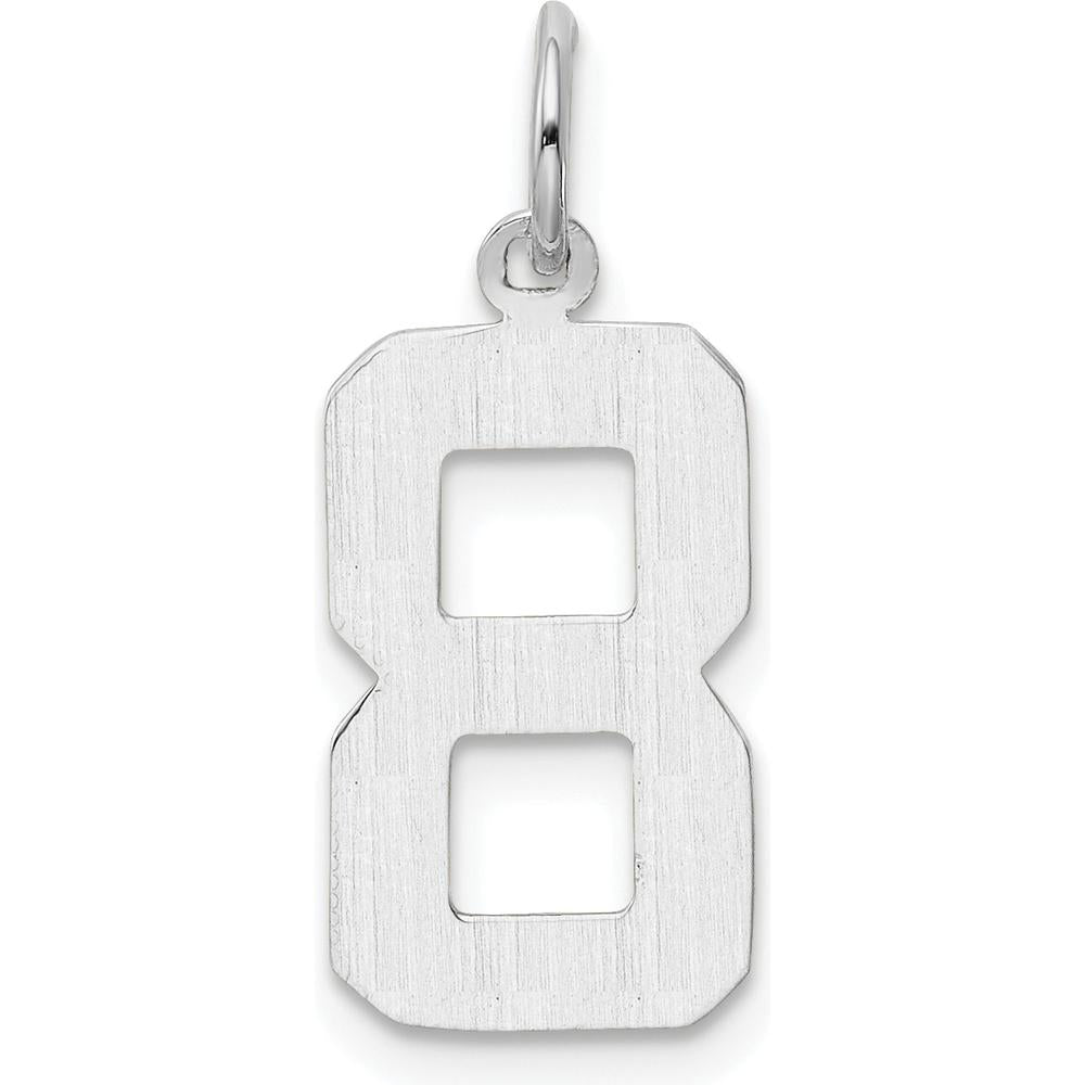 14K White Gold Medium Polished Number 8 Charm with Rhodium Plating by Oro Pregiato