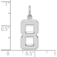 14K White Gold Medium Polished Number 8 Charm with Rhodium Plating by Oro Pregiato