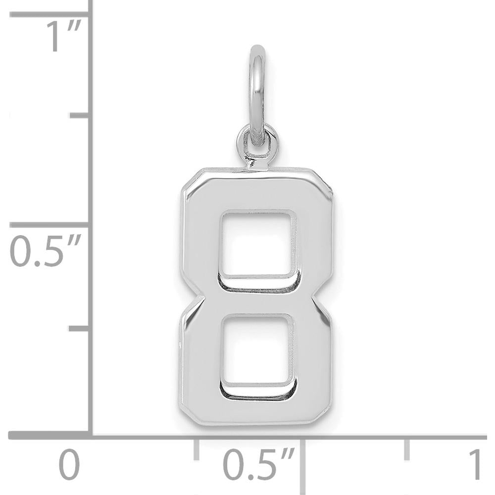 14K White Gold Medium Polished Number 8 Charm with Rhodium Plating by Oro Pregiato