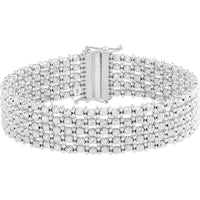 14K White Gold Medium Red Carpet Bracelet with Slide Clasp - 7" by Orozza Fine Jewelry