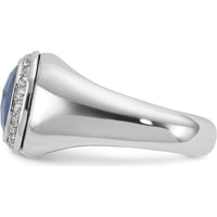 14K White Gold Men’s Cushion Cut Sapphire Ring with Diamond Halo - Sapphire and Diamond Accent by IBGoodman