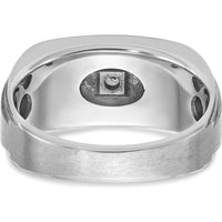 14K White Gold Men’s Polished Satin Ring with Black Enamel and Round Diamond - 1/20 Carats Diamond Weight by IBGoodman