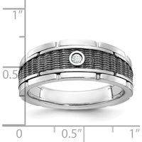 14K White Gold Men’s Textured Diamond Ring with Black Rhodium and Solitaire Diamond - 0.05 Carats Total Diamond Weight by IBGoodman