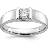 14K White Gold Men's 1/2 Carat Round Diamond Ring - Rhodium Plated by IBGoodman