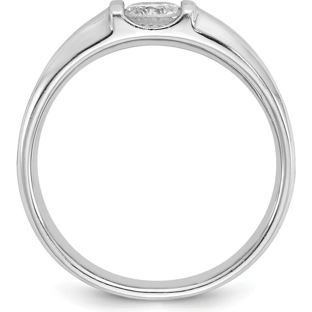 14K White Gold Men's 1/2 Carat Round Diamond Ring - Rhodium Plated by IBGoodman