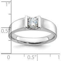 14K White Gold Men's 1/2 Carat Round Diamond Ring - Rhodium Plated by IBGoodman