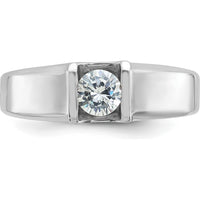 14K White Gold Men's 1/2 Carat Round Diamond Ring - Rhodium Plated by IBGoodman