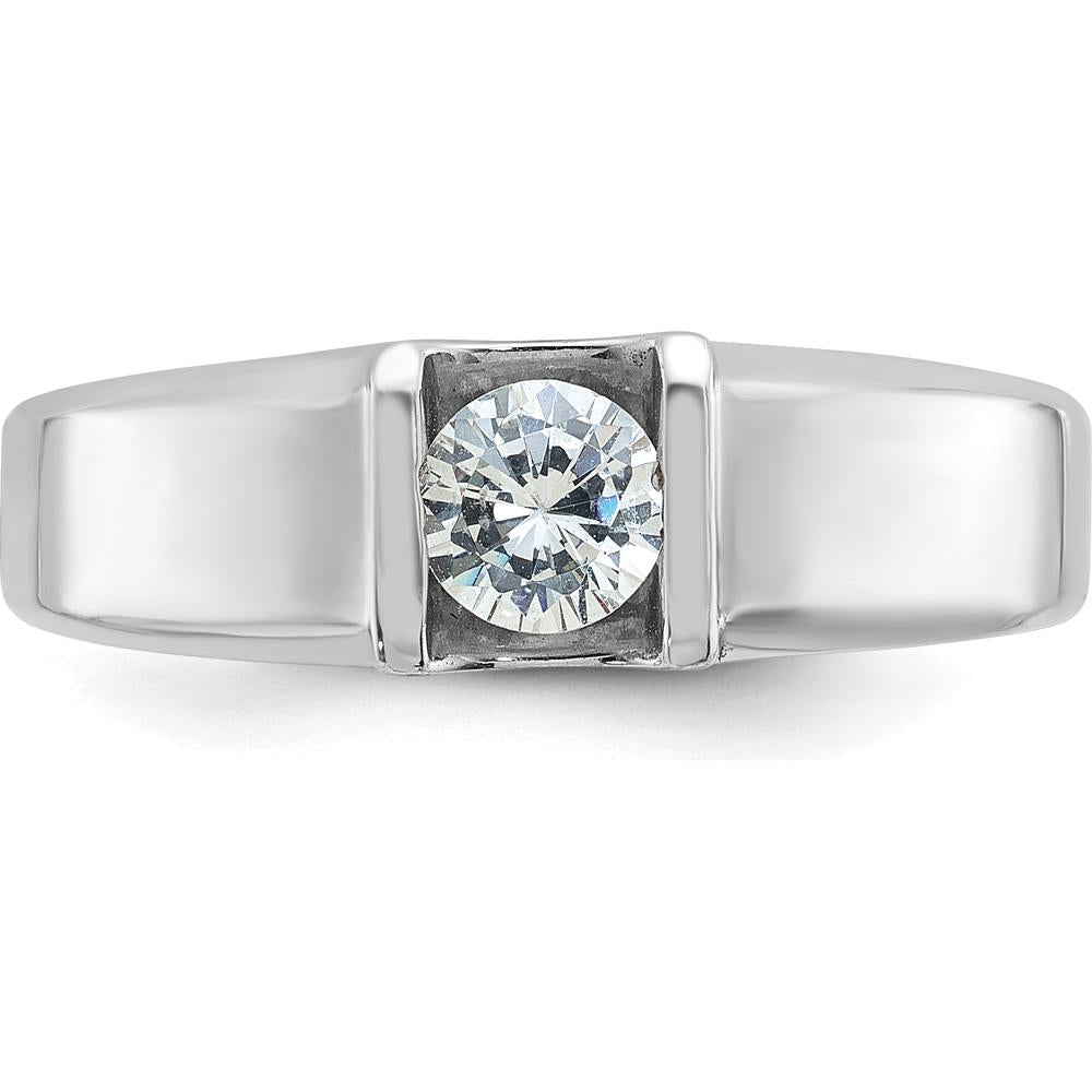 14K White Gold Men's 1/2 Carat Round Diamond Ring - Rhodium Plated by IBGoodman