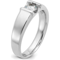 14K White Gold Men's 1/2 Carat Round Diamond Ring - Rhodium Plated by IBGoodman