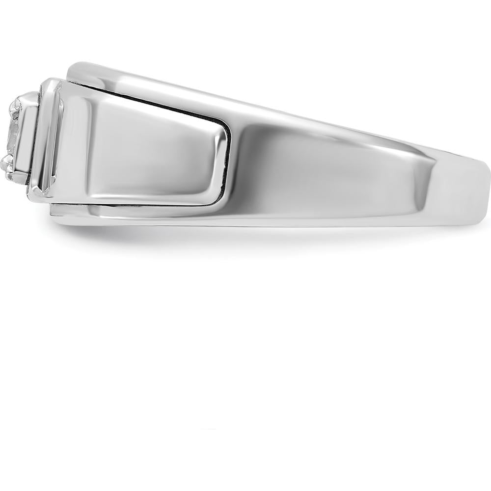 14K White Gold Men's 1/3 Carat Diamond Ring with Round Faceted Diamond - 0.349 Carats Total Diamond Weight by IBGoodman