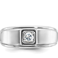 14K White Gold Men's 1/3 Carat Diamond Ring with Round Faceted Diamond - 0.349 Carats Total Diamond Weight by IBGoodman