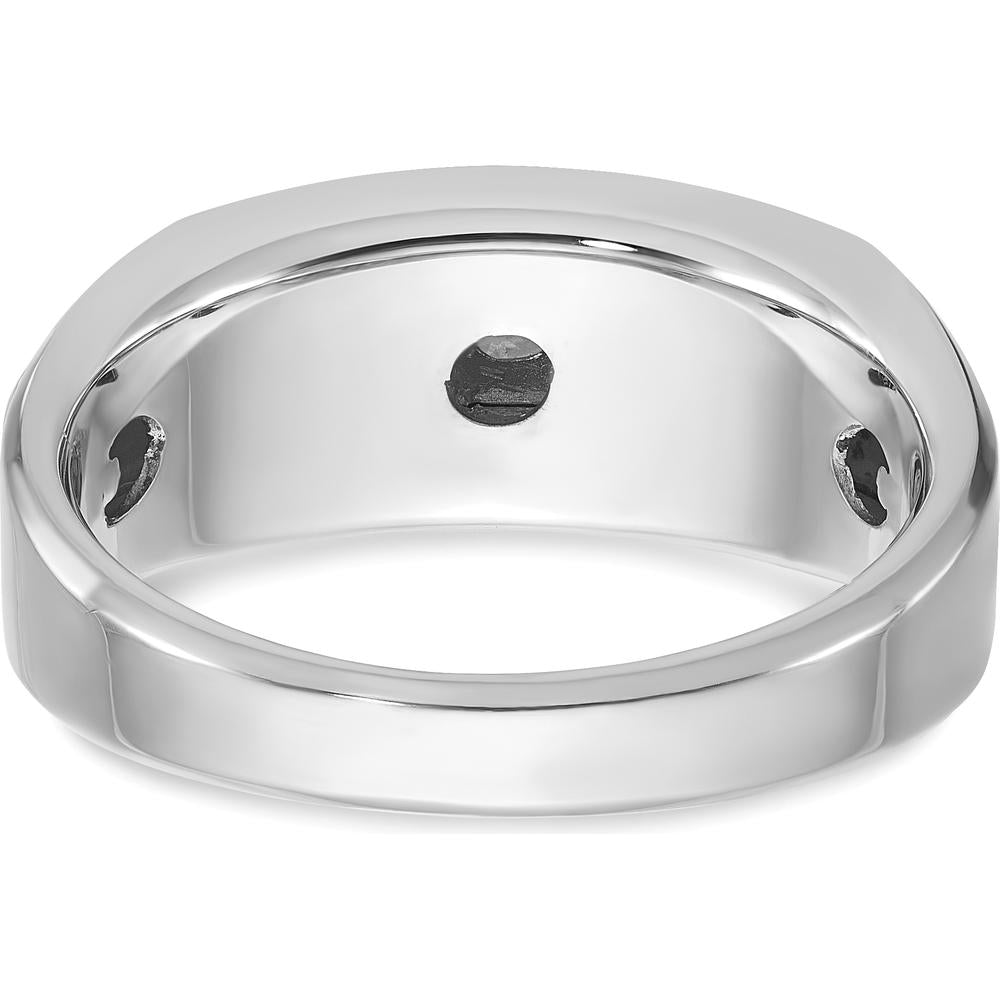 14K White Gold Men's 1/3 Carat Diamond Ring with Round Faceted Diamond - 0.349 Carats Total Diamond Weight by IBGoodman