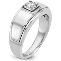 14K White Gold Men's 1/3 Carat Diamond Ring with Round Faceted Diamond - 0.349 Carats Total Diamond Weight by IBGoodman