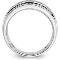 14K White Gold Men's 5-Stone Black and White Diamond Ring with Grooved Band - 1 1/5 Carat Total Diamond Weight by IBGoodman